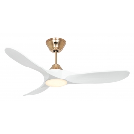 ECO GENUINO L 122 MG MW Βουρτσισμένος ορείχαλκος - Λευκός με DC μοτέρ και LED φωτιστικό της Casafan