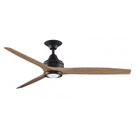 SPITFIRE dark bronze της FANIMATION με LED φωτιστικό & πτερύγια φυσικό ξύλο